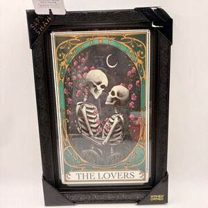 Sapna Shah The Lovers Tarot Card Framed Wall Art Skeleton Gothic Decor 12x18